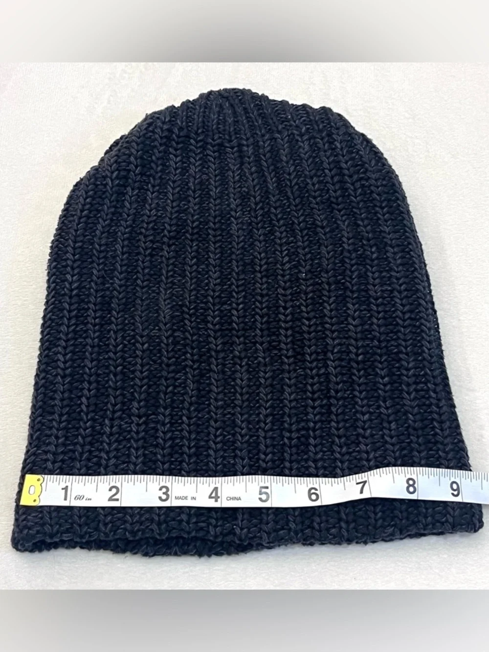 Love Your Melon 100% Cotton Dark Gray Ribbed Knit Beanie with Leather Patch